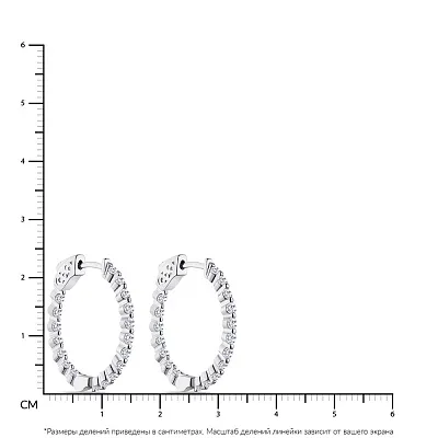Сережки-кільця зі срібла з доріжками з фіанітів  (арт. 7502/4812/25)