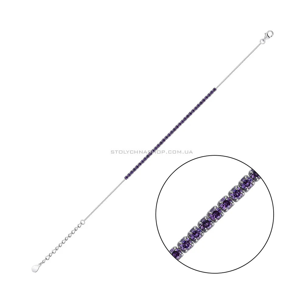 Срібний браслет з фіолетовими альпінітами (арт. 7509/622/1аф) - цена