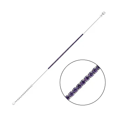 Срібний браслет з фіолетовими альпінітами (арт. 7509/622/1аф)