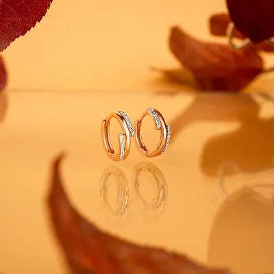 Серьги-кольца из красного золота с бриллиантами (арт. С011388005)