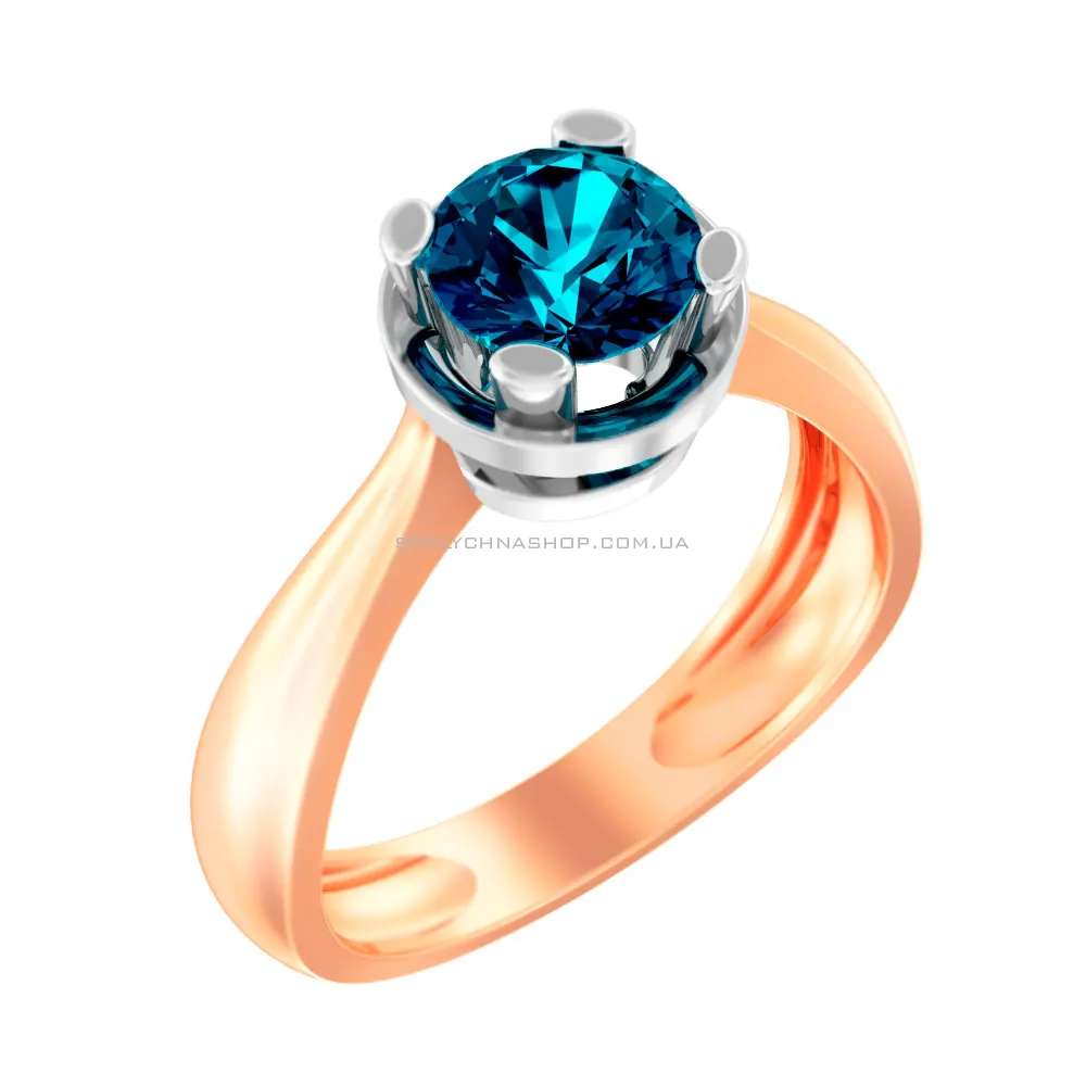 Золотое кольцо с топазом Blue Ocean (арт. 140752Пл) - цена