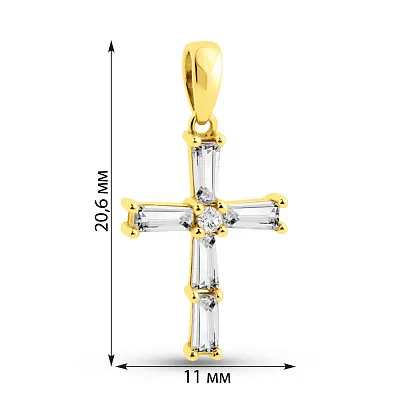 Золотой подвес Крест с фианитами (арт. 421685ж)