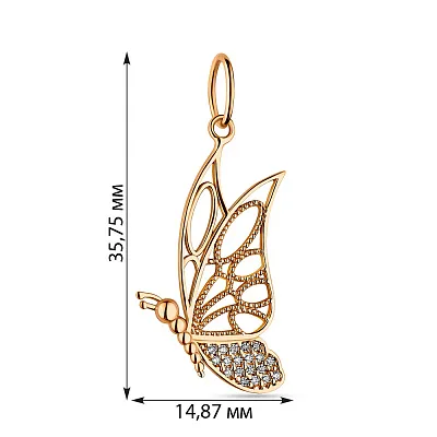 Подвеска золотая &quot;Бабочка&quot; с фианитами (арт. 423690)