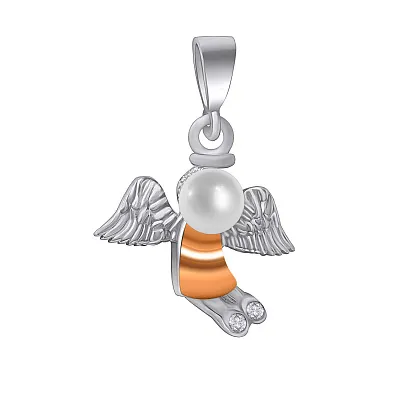Серебряная подвеска «Ангел» с жемчугом (арт. 7203/365п)