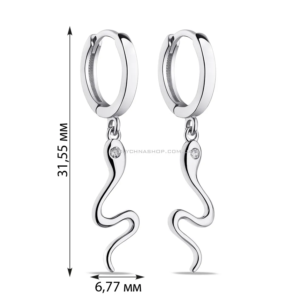 Срібні сережки Змія з фіанітами (арт. 7502/9357/10) - 2 - цена