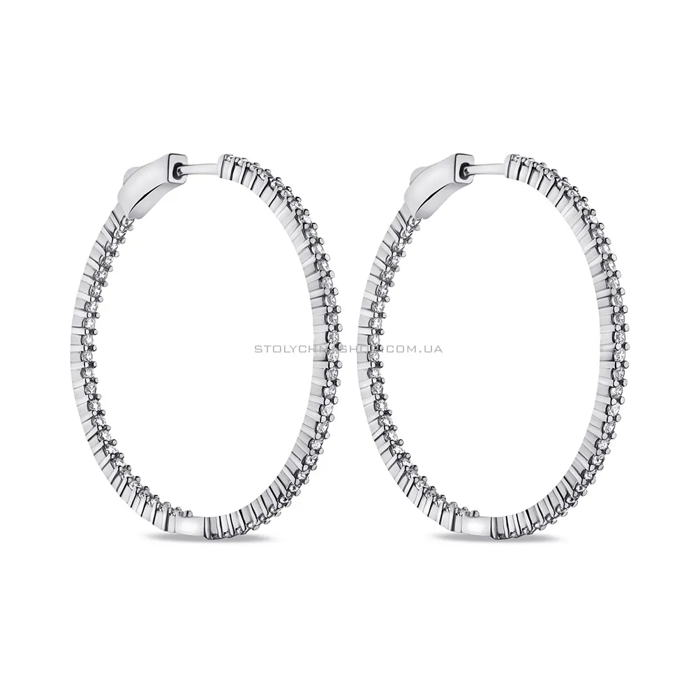 Срібні сережки з доріжками фіанітів (арт. 7502/9413/40) - цена