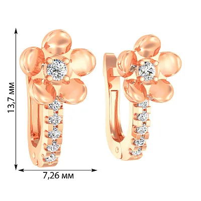 Дитячі золоті сережки «Квіточки» з фіанітами (арт. 110479)