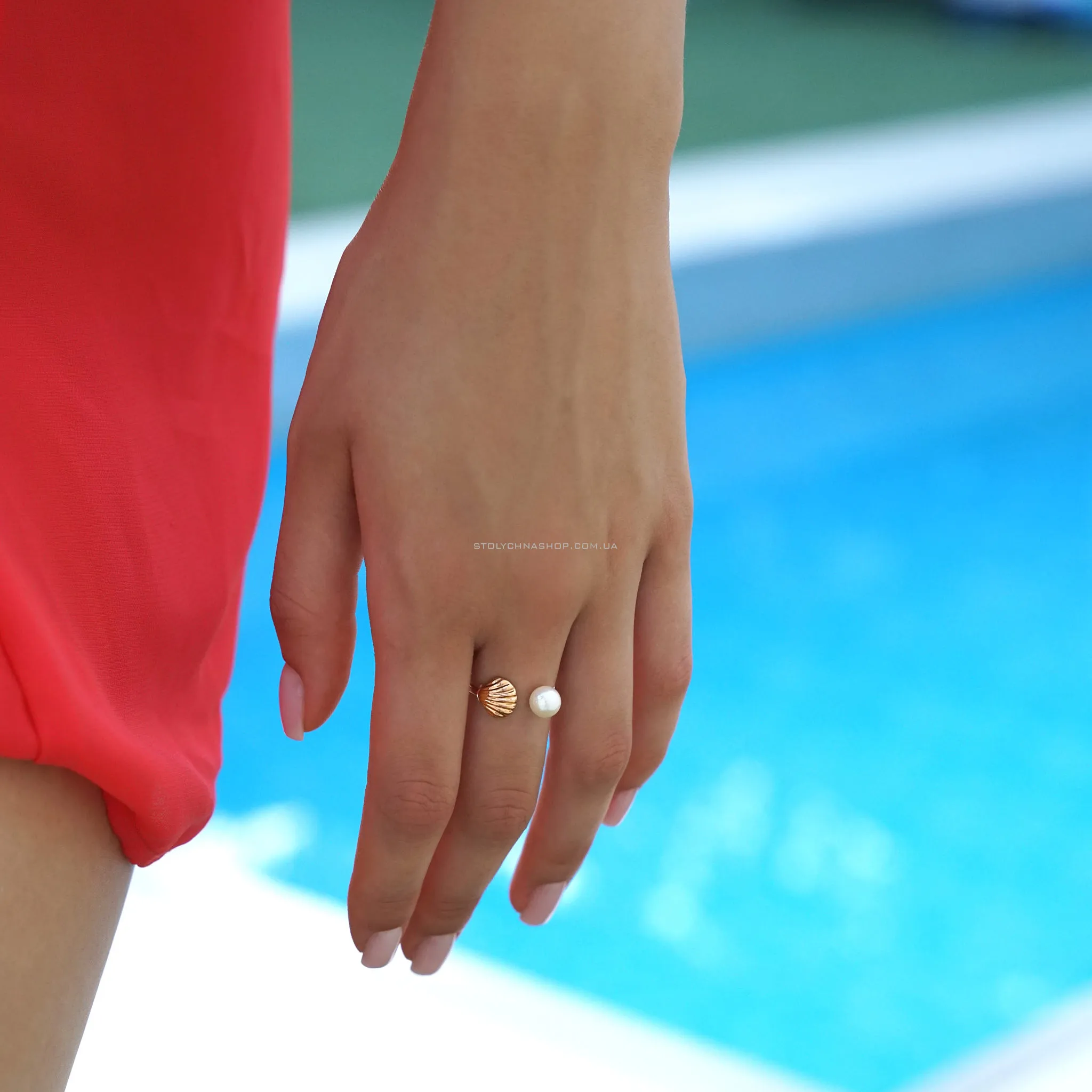 Золотое незамкнутое кольцо Marine с жемчугом (арт. 1401042) - 3 - цена