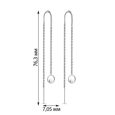 Длинные серьги-протяжки серебряные с сердечками  (арт. 7502/4792)