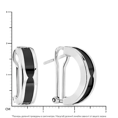 Серьги из белого золота с ониксом  (арт. 108705бо)