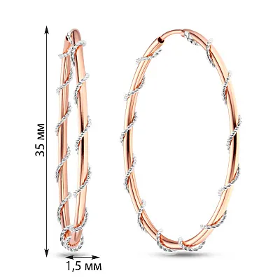 Сережки-кільця з комбінованого золота  (арт. 105623/35кб)