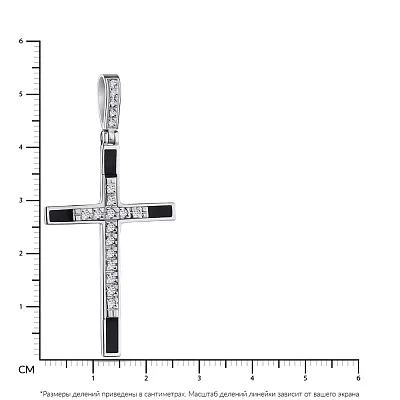 Срібний хрестик з емаллю і з фіанітами  (арт. 7504/2-0203.0.2)