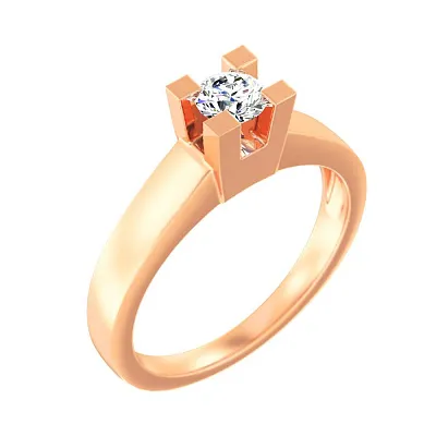 Кольцо из красного золота с одним бриллиантом (арт. К011311020)