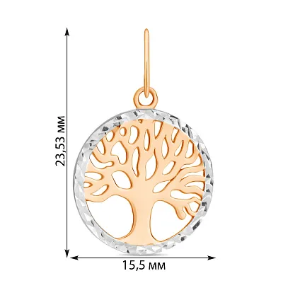 Золотий кулон «Дерево життя» з родіюванням  (арт. 423867р)