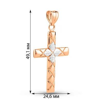 Крестик из красного золота с родированием (арт. 424796р)
