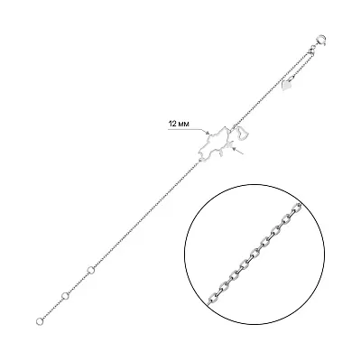 Срібний браслет "Україна" з підвіскою (арт. 7509/БК2/1079Ш)