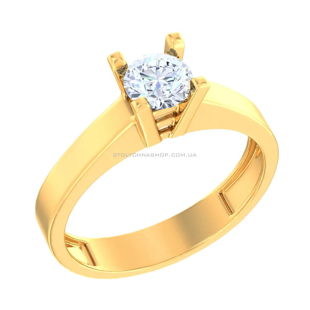 Золотое помолвочное кольцо с фианитом (арт. 140472ж)