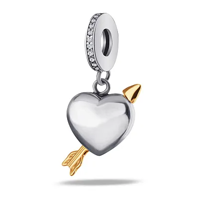 Срібний шарм «Серце» з фіанітами (арт. 7903/2921)