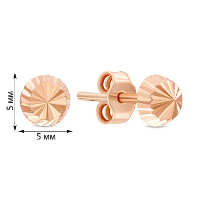 Сережки пусети з золота з алмазним гравіюванням (арт. 107849)