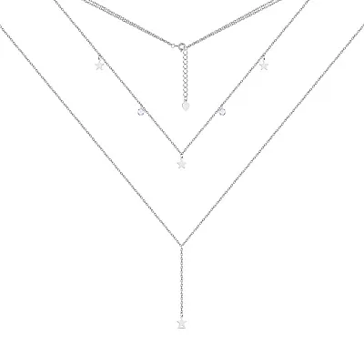 Подвійне кольє зі срібла з підвісками і з фіанітами  (арт. 7507/1285)