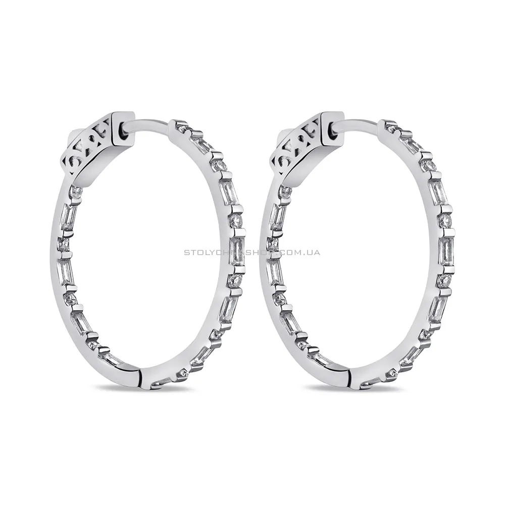 Срібні сережки-кільця з фіанітами (арт. 7502/9449/25) - цена