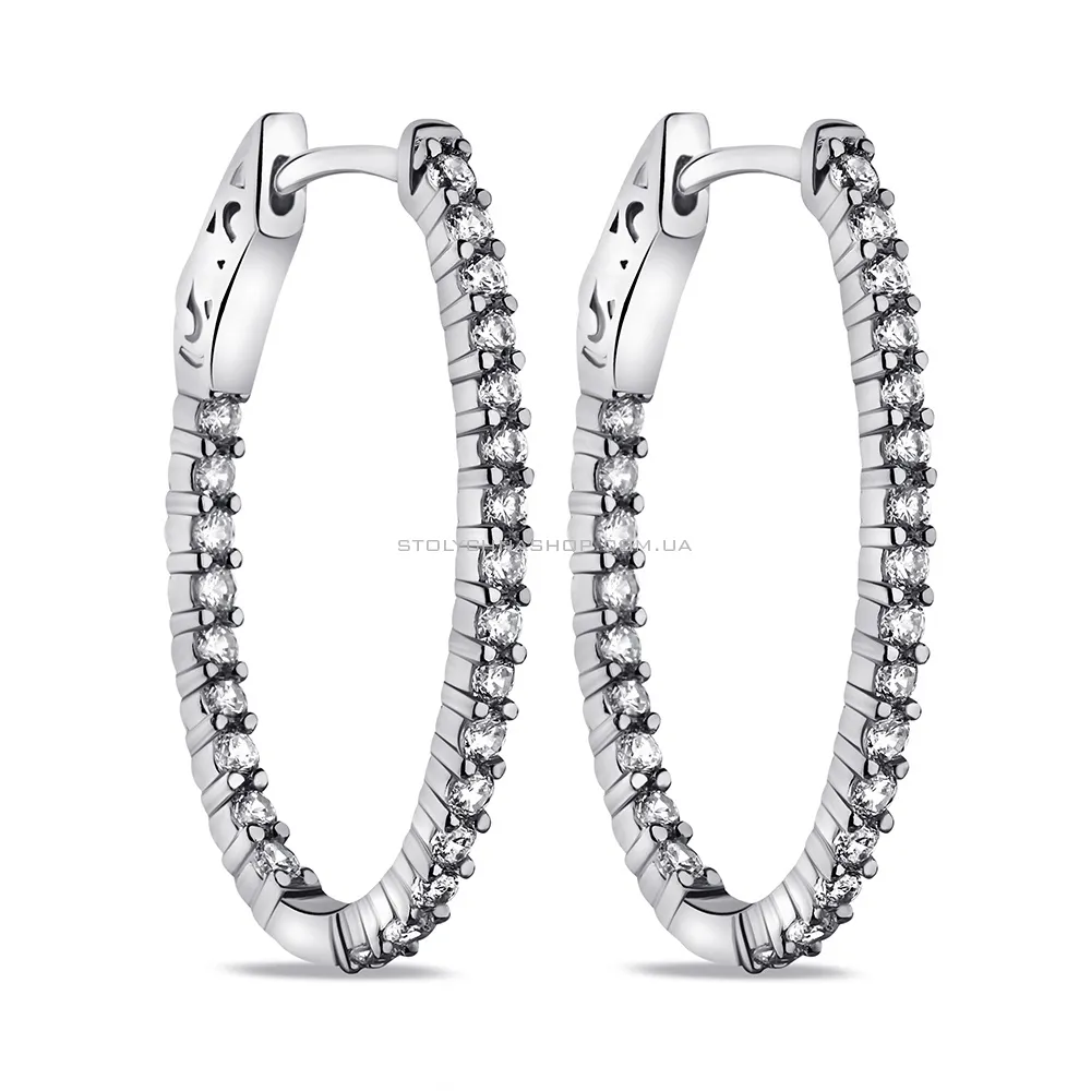 Срібні сережки-кільця з доріжками із фіанітів (арт. 7502/9450/30) - цена
