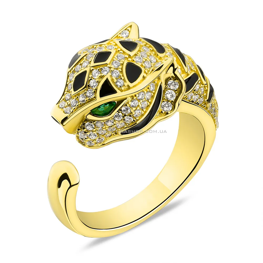 Серебряное кольцо Пантера с желтым родированием (арт. 7501/6687жеч) - цена
