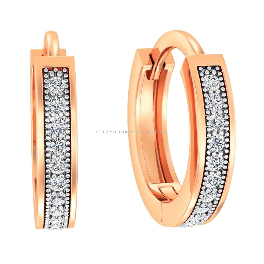 Золоті сережки-кільця з діамантами  (арт. С011559010) - цена