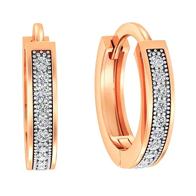 Золотые серьги-кольца с бриллиантами  (арт. С011559010)