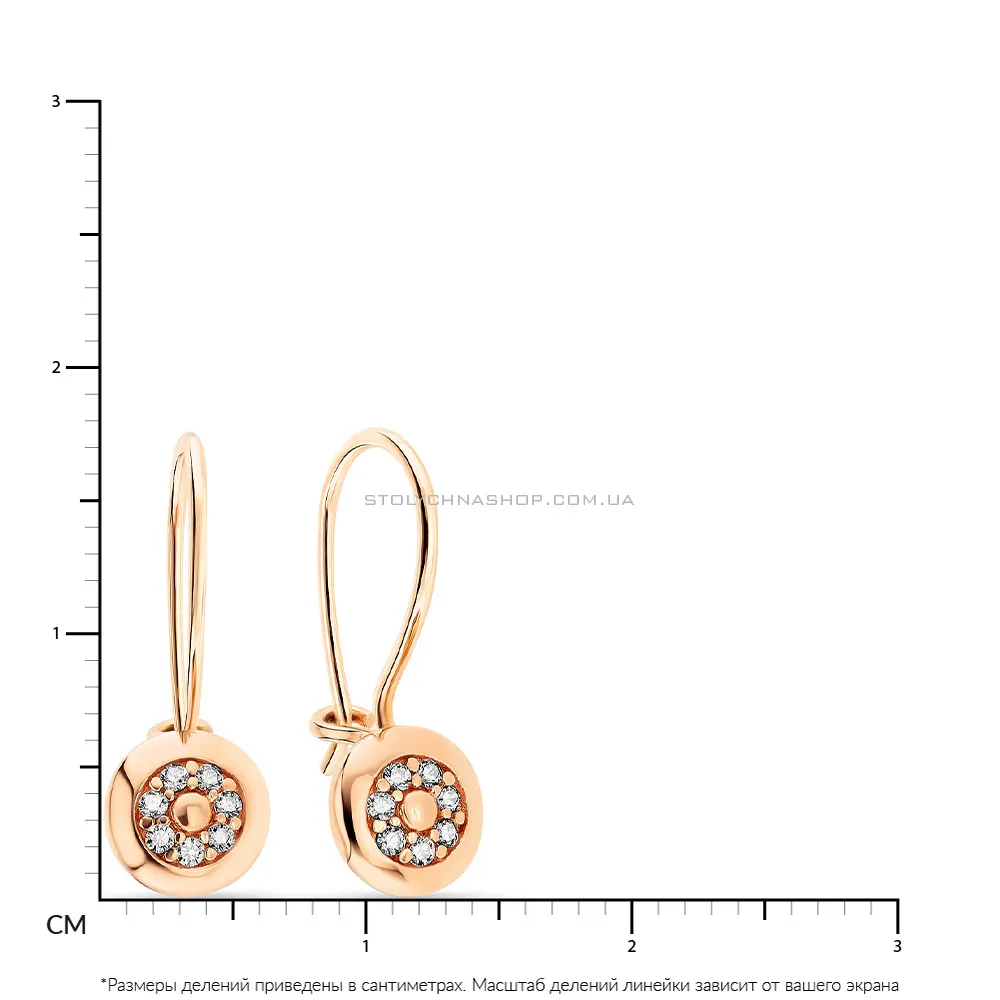 Детские сережки с фианитами из красного золота (арт. 103668) - 2 - цена