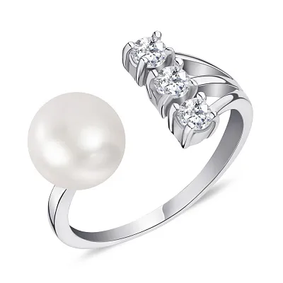 Серебряное кольцо с жемчугом Trendy Style (арт. 7501/4443жб)