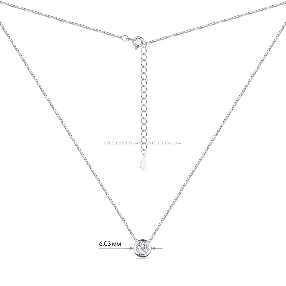 Серебряное колье с фианитом  (арт. 7507/515/2) - 3 - цена