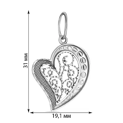 Кулон «Серце» з білого золота (арт. 423387б)