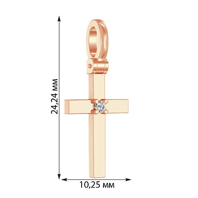 Золота підвіска-хрестик з діамантом (арт. П011022)
