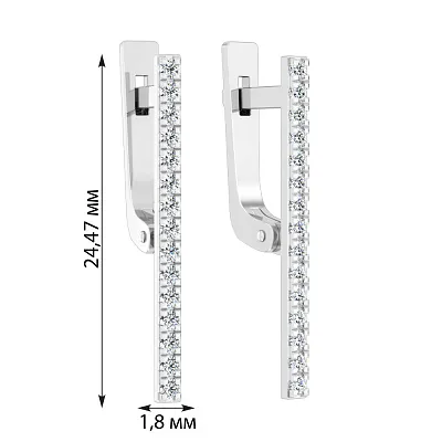 Золотые серьги в белом цвете металла с фианитами  (арт. 110562б)