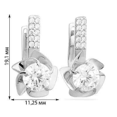 Сережки з білого золота з фіанітами (арт. 110233б)