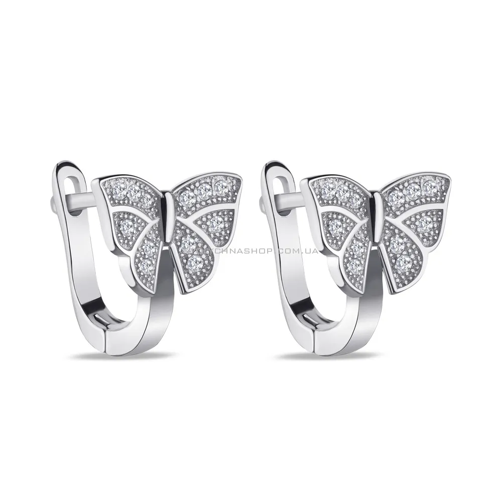 Сережки зі срібла «Метелики» з фіанітами (арт. 7502/4146) - цена