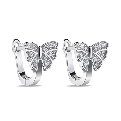 Сережки из серебра «Бабочки» с фианитами (арт. 7502/4146)