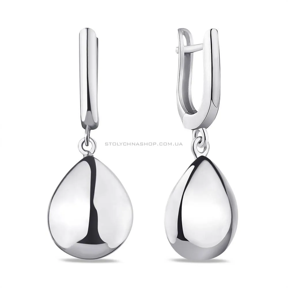 Серебряные сережки подвески без камней (арт. 7502/4264) - цена