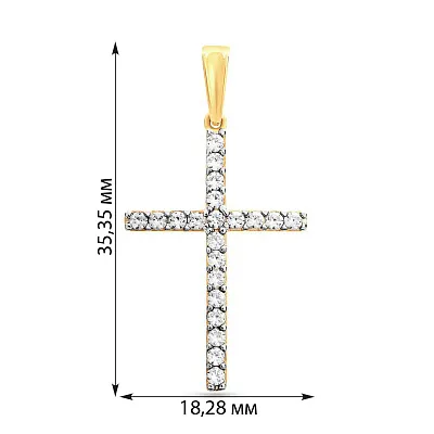 Підвіска-хрестик з жовтого золота з фіанітами (арт. 440342ж)