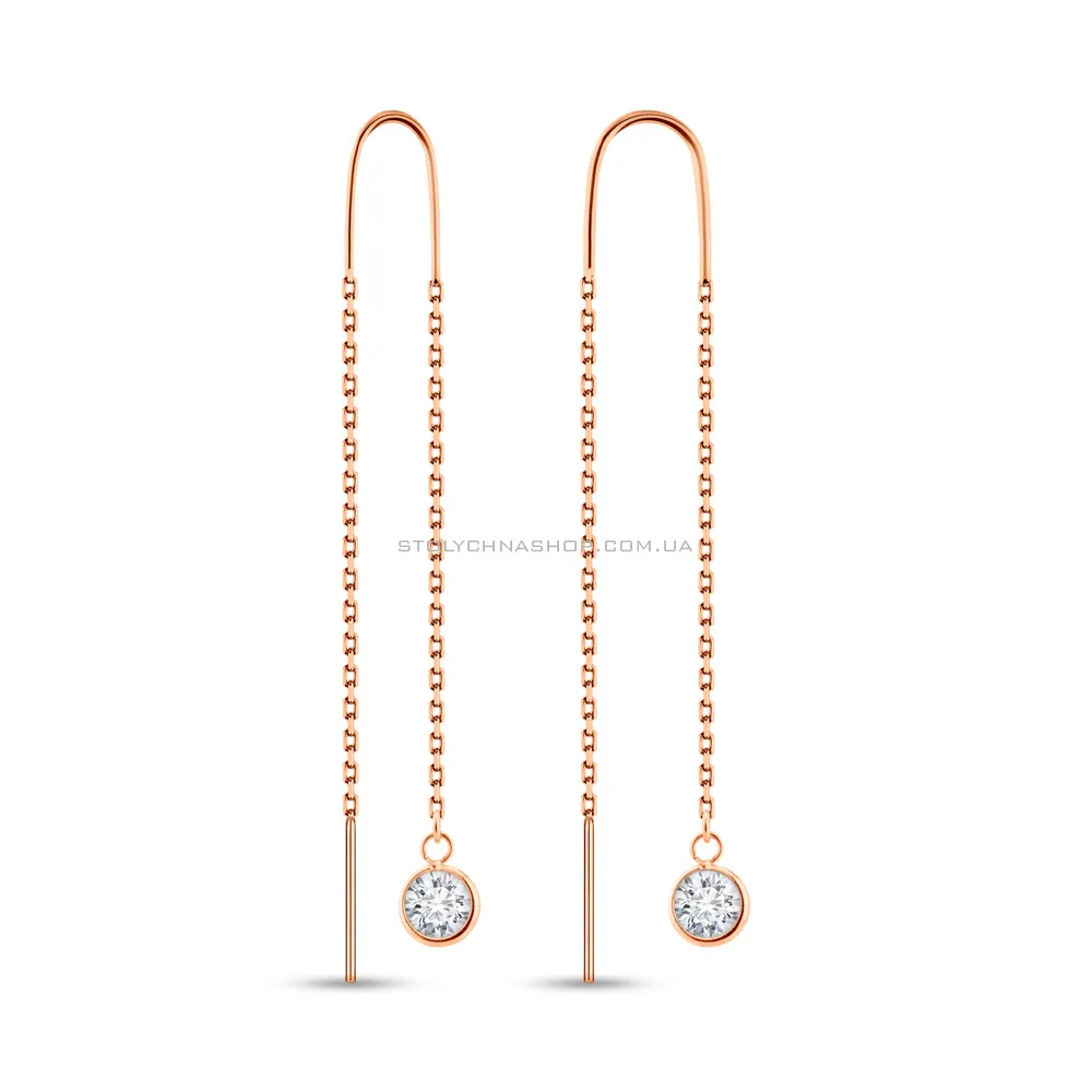 Золоті сережки-протяжки з фіанітами (арт. C-SW1-11) - цена