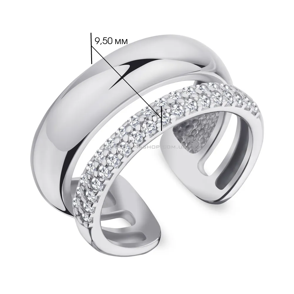 Двойное безразмерное кольцо из серебра с фианитами (арт. 7501/19223р)