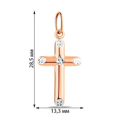 Крестик из красного золота с родированием  (арт. 424792р)