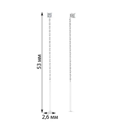 Сережки-протяжки з білого золота з діамантами (арт. С011696010б)