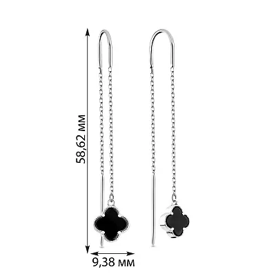 Серьги-протяжки из серебра с ониксом  (арт. 7502/4538/10о)