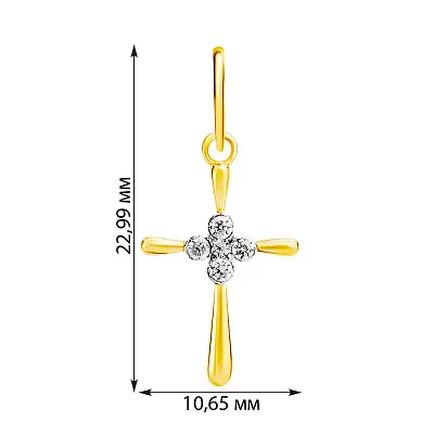 Крестик из желтого золота с фианитами (арт. 440459ж)