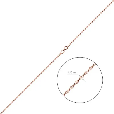 Ланцюжок плетіння Ребекка з червоного золота (арт. 308001)