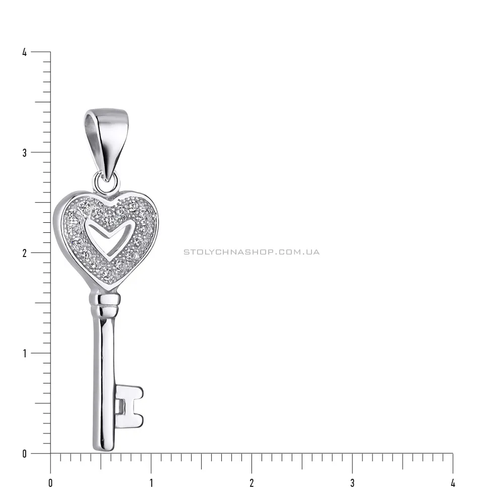 Серебряная подвеска «Ключик» с фианитами (арт. 7503/2427) - 2 - цена