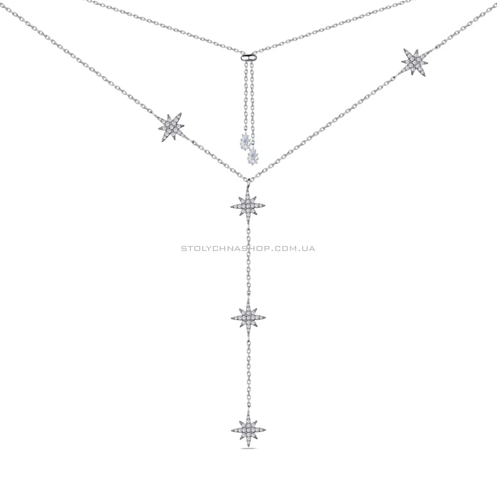 Колье серебряное "Звездочки" с фианитами (арт. 7507/1267) - 2 - цена