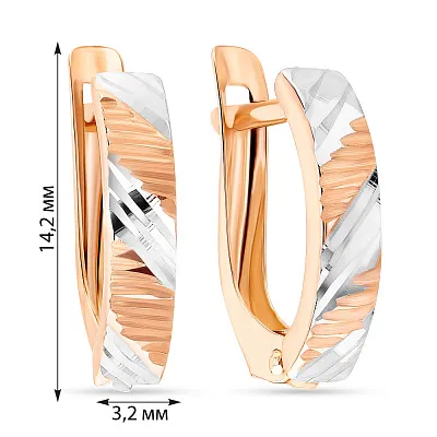 Золотые сережки в красном и белом цвете металла (арт. 107977р)